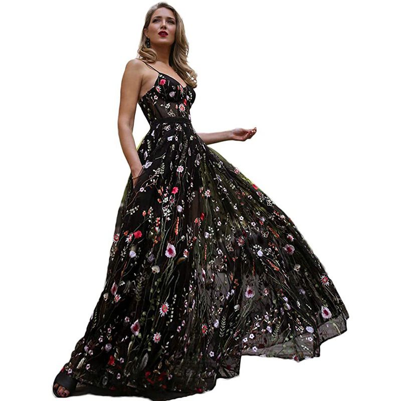 Foreign Trade Wedding Dress Amazon AliExpress 2025 Long Embroidered Chiffon Dress Sexy Dress Dress 01 One size