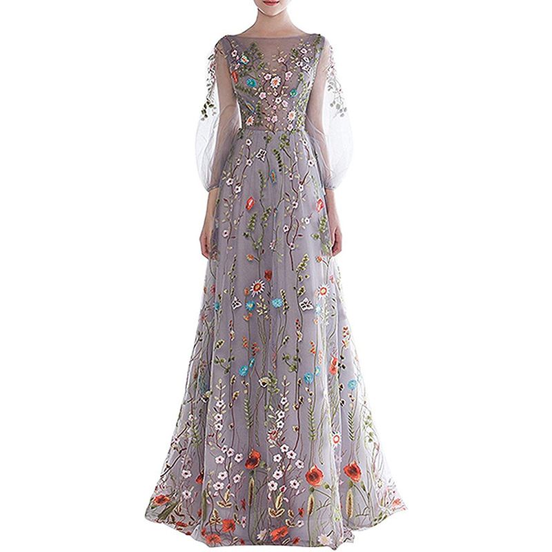 Foreign Trade Wedding Dress Amazon AliExpress 2025 Long Embroidered Chiffon Dress Sexy Dress Dress 01 One size