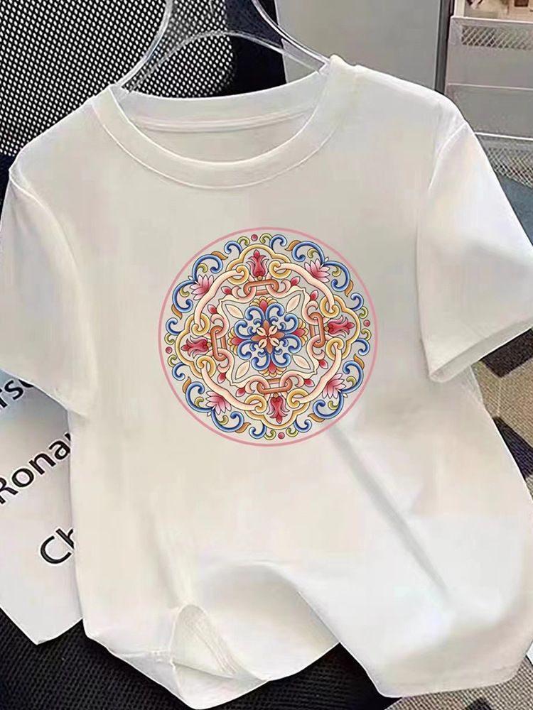 New Chinese style top for women in spring and summer, short sleeved T-shirt for women, pure cotton, Chinese style clothes, inner layer, bottom layer, plus size 1 S