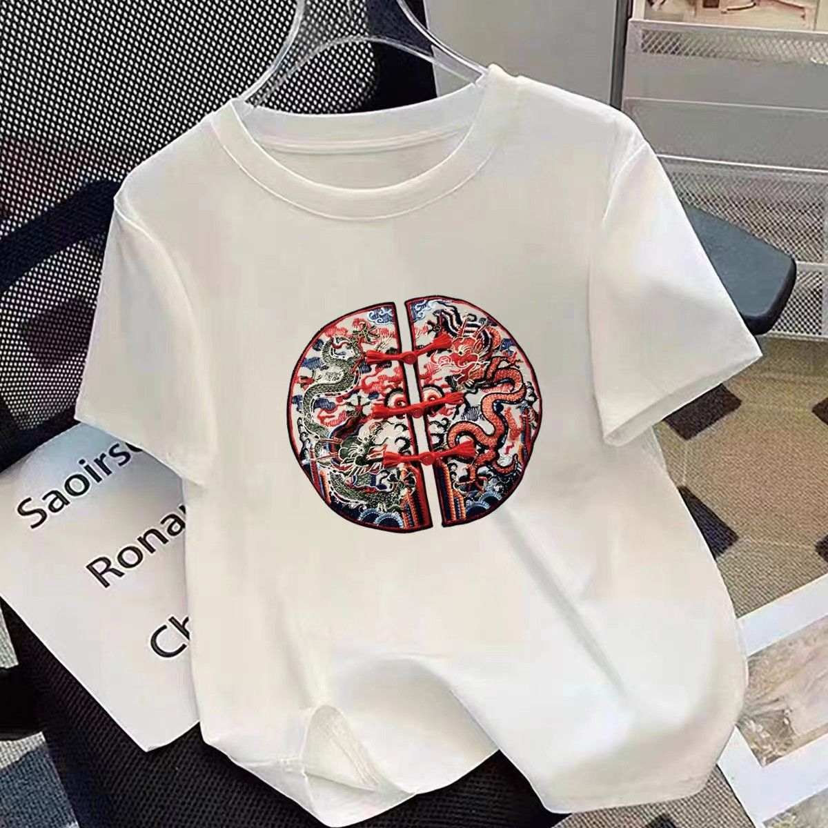New Chinese style top for women in spring and summer, short sleeved T-shirt for women, pure cotton, Chinese style clothes, inner layer, bottom layer, plus size 1 S