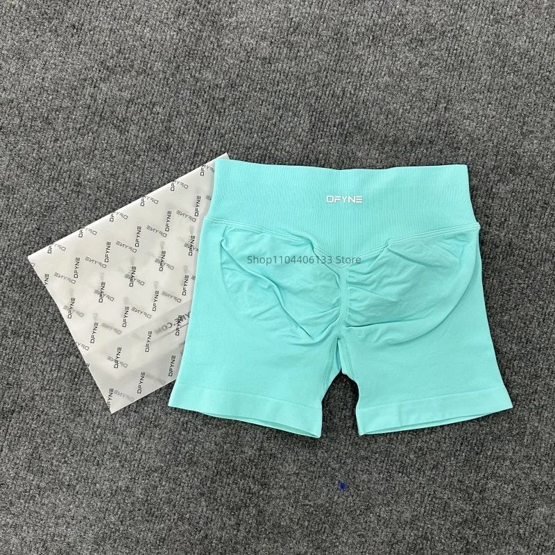 DF Impact Shorts Low Ribbed Waist Band Yoga Shorts Seamless Scrunch Bum Workout Gym Shorts Booty Hight Stretch Running Shorts White S