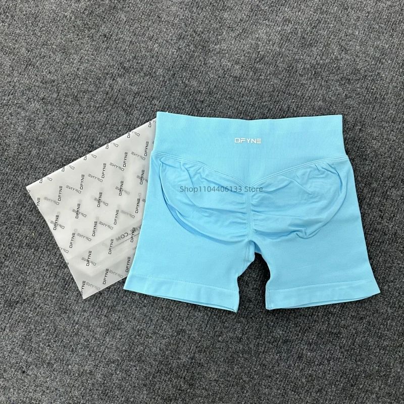 DF Impact Shorts Low Ribbed Waist Band Yoga Shorts Seamless Scrunch Bum Workout Gym Shorts Booty Hight Stretch Running Shorts White S