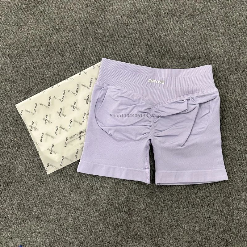 DF Impact Shorts Low Ribbed Waist Band Yoga Shorts Seamless Scrunch Bum Workout Gym Shorts Booty Hight Stretch Running Shorts White S