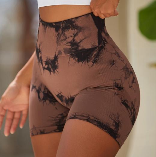 Tie Dye Pattern Print Women Workout Gym Fitness Shorts One Size Fits All Breathable Lightweight Soft Quick Dry Figure Shaping Sculpts High Waist Tummy Control Yoga Gym Running Athleisure Shorts Pink o