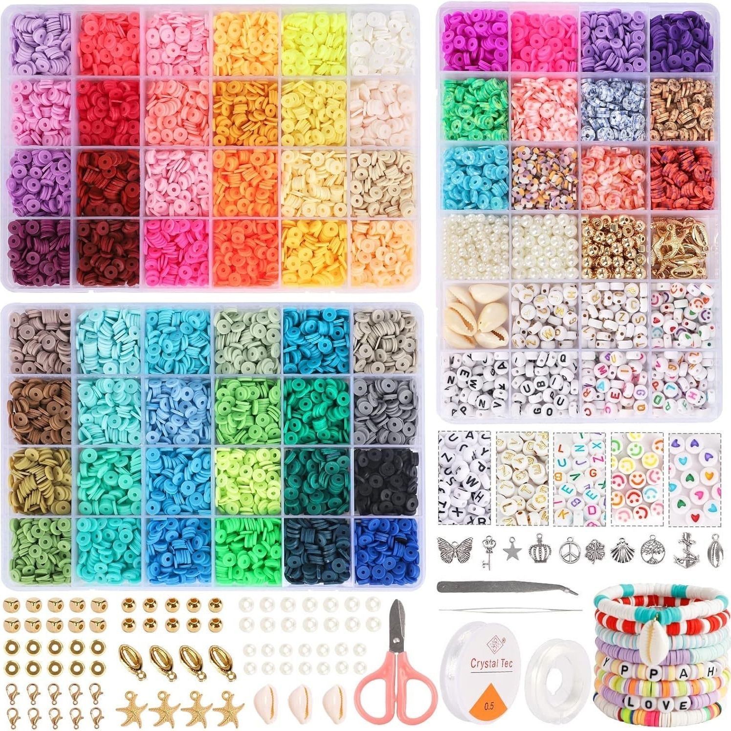 Clay Beads Bracelet Making Kit 48 Colors 6440pcs—25770pcs