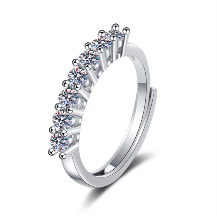 Classic Diamond Ring Jewelry Ladies Classical Wedding Engagement Ring Gift Silver adjustable Platinum Adjustable