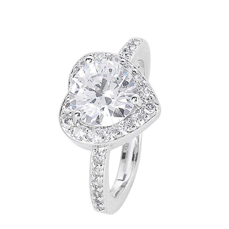 Classic Diamond Ring Jewelry Ladies Classical Wedding Engagement Ring Gift Silver adjustable Platinum Adjustable