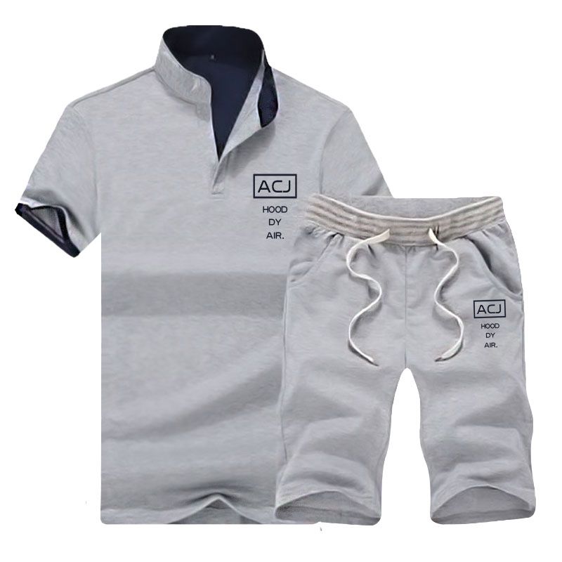 Men clothes 2 pack new short-sleeve T-shirts & Polos sports suit tied version of the trend of casual White M