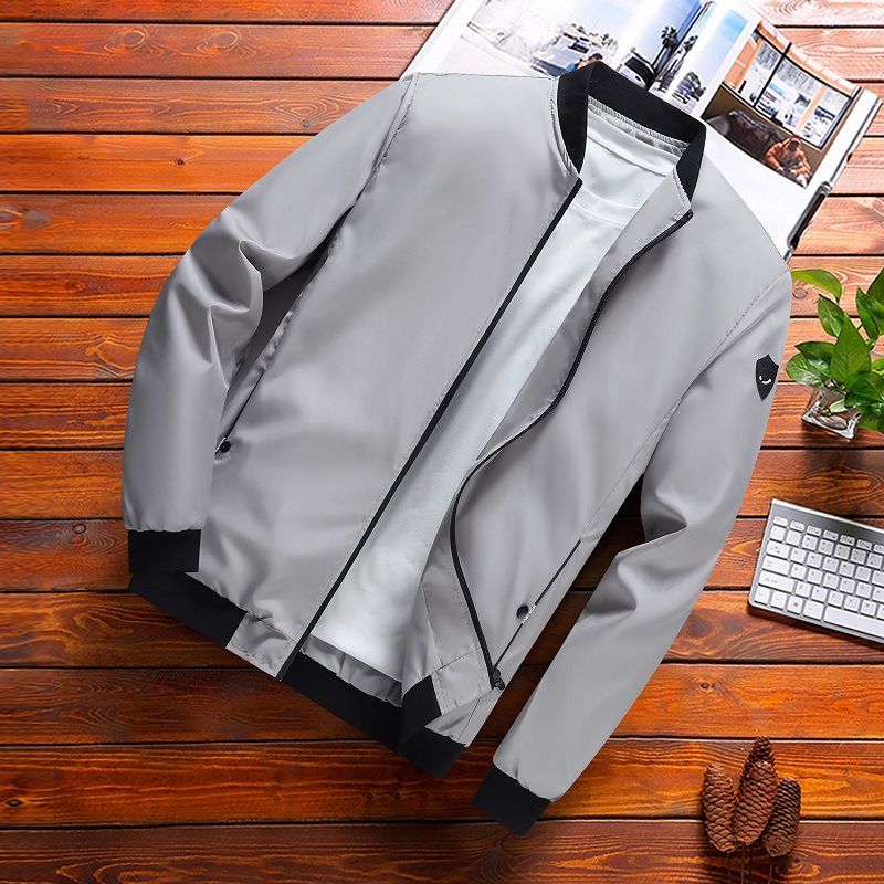 A Substitute Men's Jacket Spring and Autumn Korean Version Slim Fit Solid Color Jacket Men's Teen Plus Size Jacket Men's Wear black M
