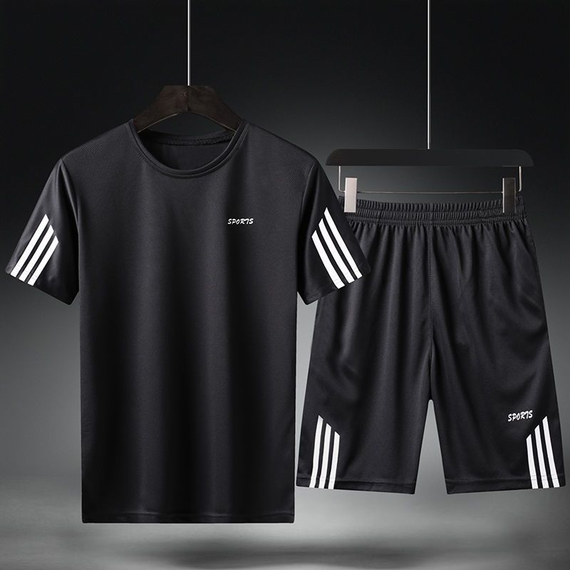 Summer Sportswear Men's Short Sleeve TracksuitsTeen ShortsPlus Size Loose Casual SuitsSummer Clothes Trendy Men White L