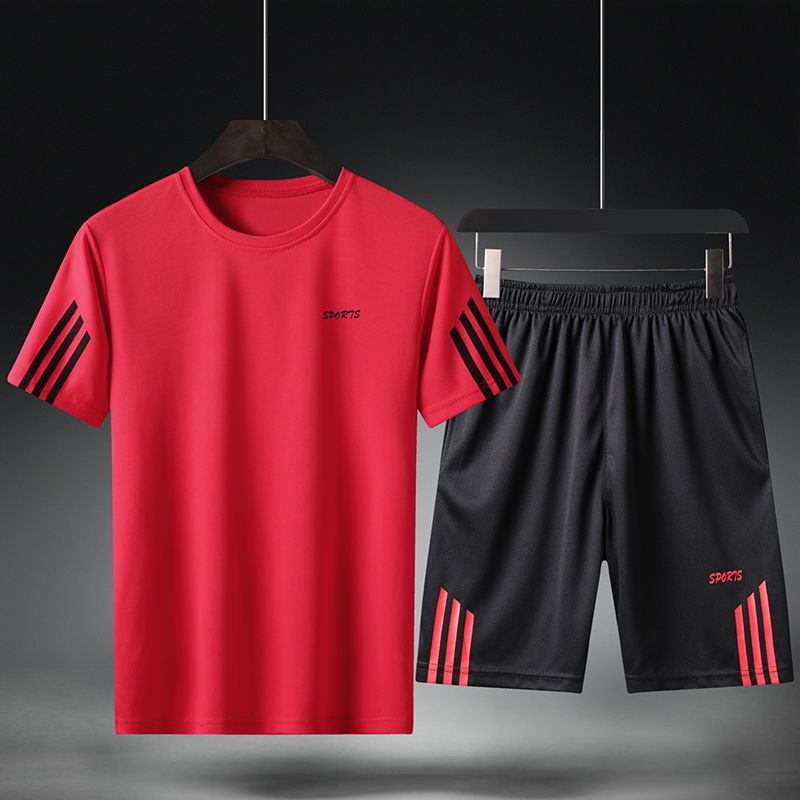 Summer Sportswear Men's Short Sleeve TracksuitsTeen ShortsPlus Size Loose Casual SuitsSummer Clothes Trendy Men White L