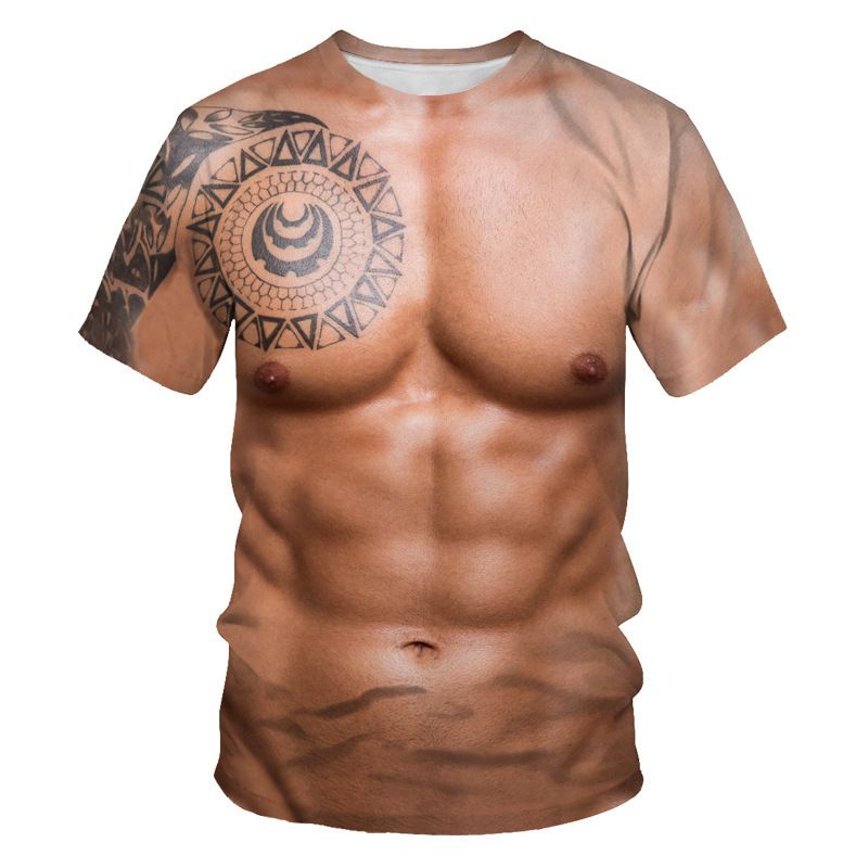 Fashionable new men's t-shirt printed casual short sleeved sports outdoor 01 S