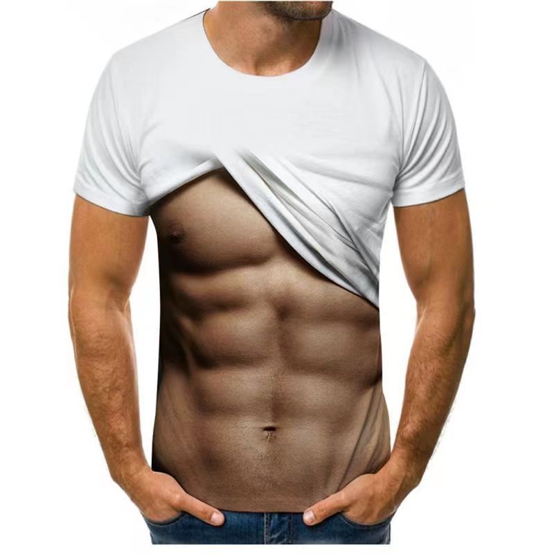 Fashionable new men's t-shirt printed casual short sleeved sports outdoor 01 S