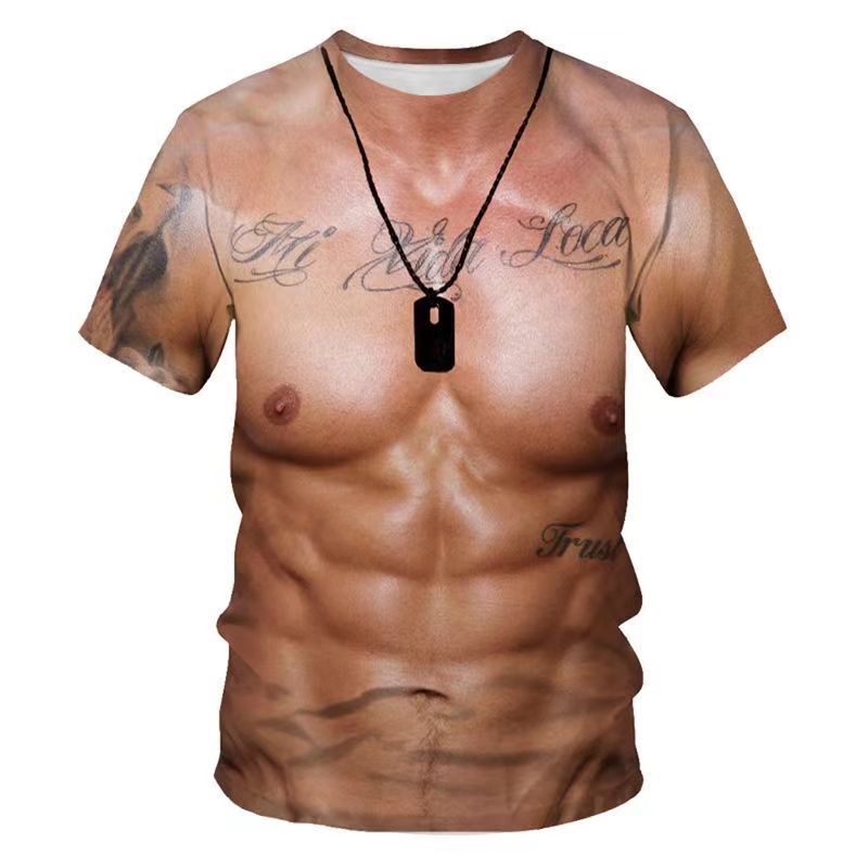 Fashionable new men's t-shirt printed casual short sleeved sports outdoor 01 S