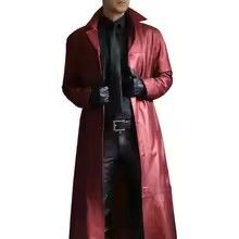 Men Jacket Turn-down Collar Smooth Faux Leather Men Fall Coat Windproof Streetwear Slim Fit Long Sleeve Men Trench Coat Black M