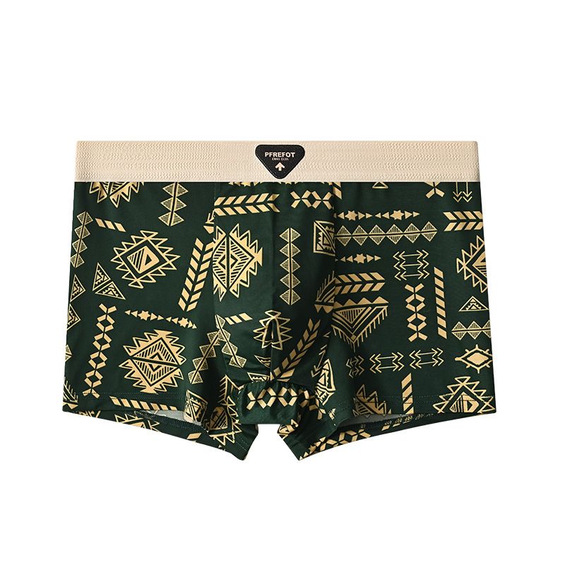 Ice silk men's briefs, trendy print, boys' sports, teen, summer traceless, breathable boxer shorts 01 L=<50KG