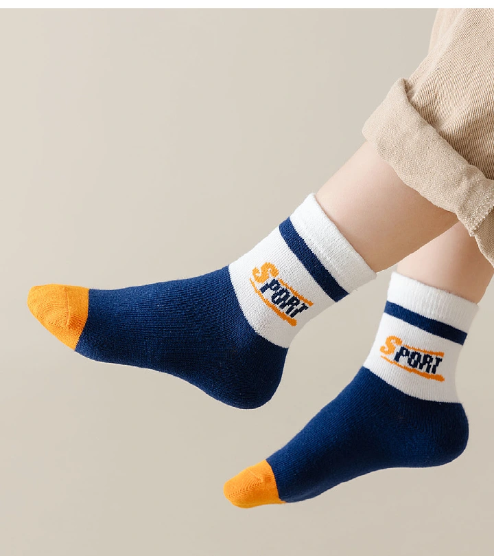 5 Pairs of Children's Socks Boys Mid-tube socks Fall Winter Boys Girls Baby Student Cartoon Sports Socks as shows [2-5 years old] Recommended shoe size 17