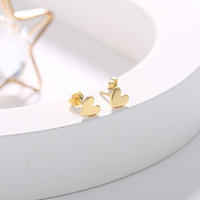 Hypoallergenic 925 Sterling Silver Stud Earrings, Dainty Simple Heart/Star/Moon/Lightning/Sun Earrings for Women black as picture