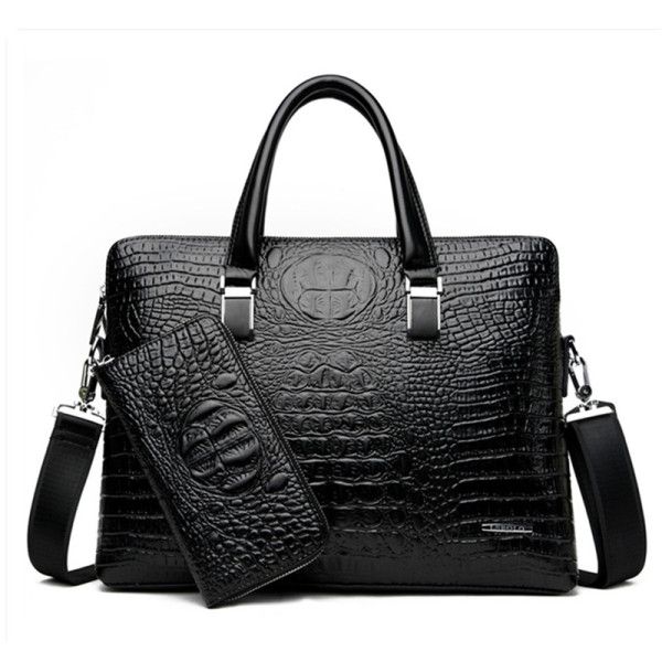 Men Briefcases Leather Crocodile Pattern Messenger Shoulder Bag Handbag Male Business Bags Casual Men Laptop Bag Tote Wallet Blue one