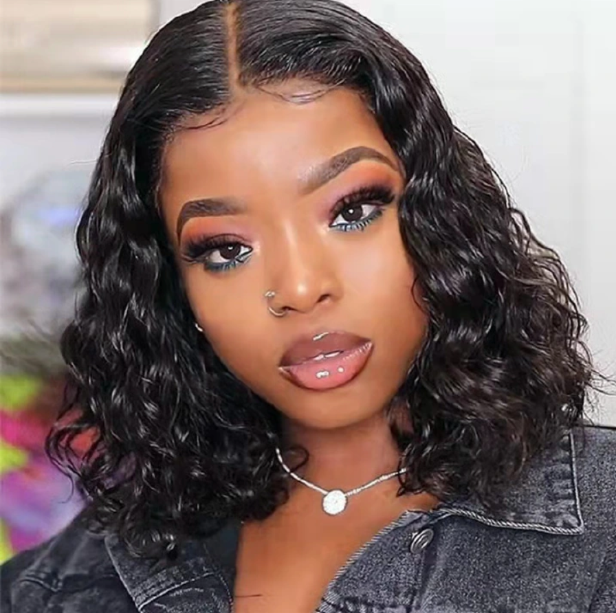 African tidal wave water ripples wig curly short black fashion wigs new hair for women gift Black One size