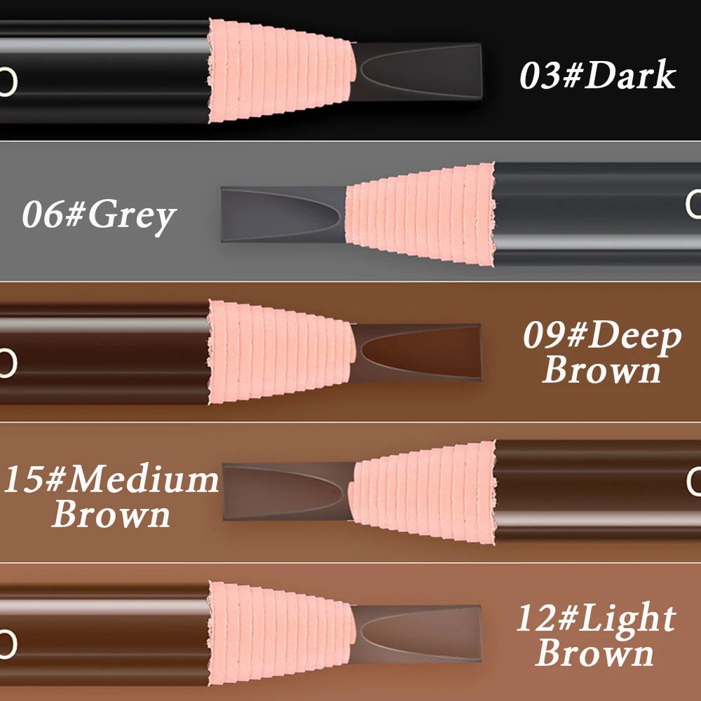 5pcs Professional Microblading Pencil Permanent Eyebrow Pencil Tattoo Waterproof Art Tint Makeup Eye Brow Pen Enhancers Cosmetic 03Dark 5pcs