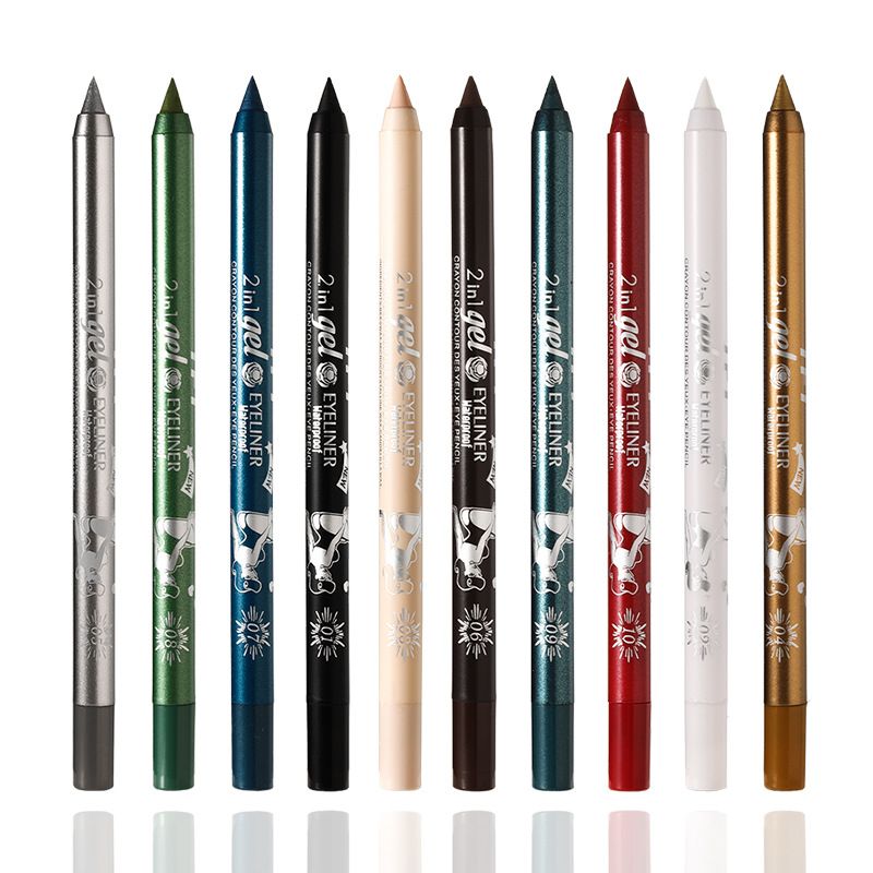 1 Waterproof Eyeliner Pigment Brown Black Glitter Eyeliner Pen Suitable For Female Fashionable Color Eye Makeup Cosmetics 01Black One size