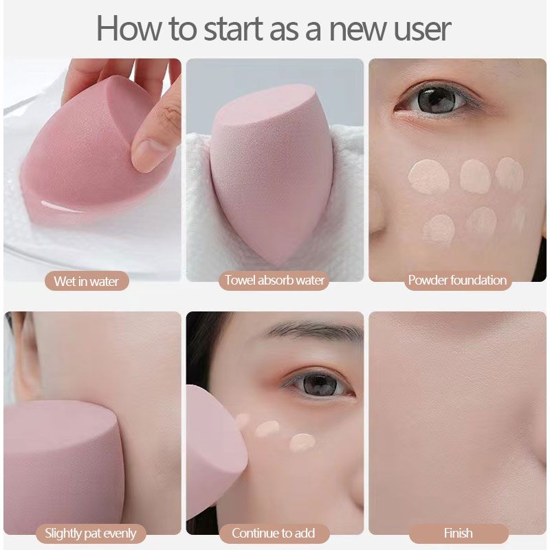8 PCS Makeup puff Sponge Cosmetics Powder Puff Foundation Wholesale Make-up for women Blender Makeup Tool Set Instruments Pink 8pcs/set