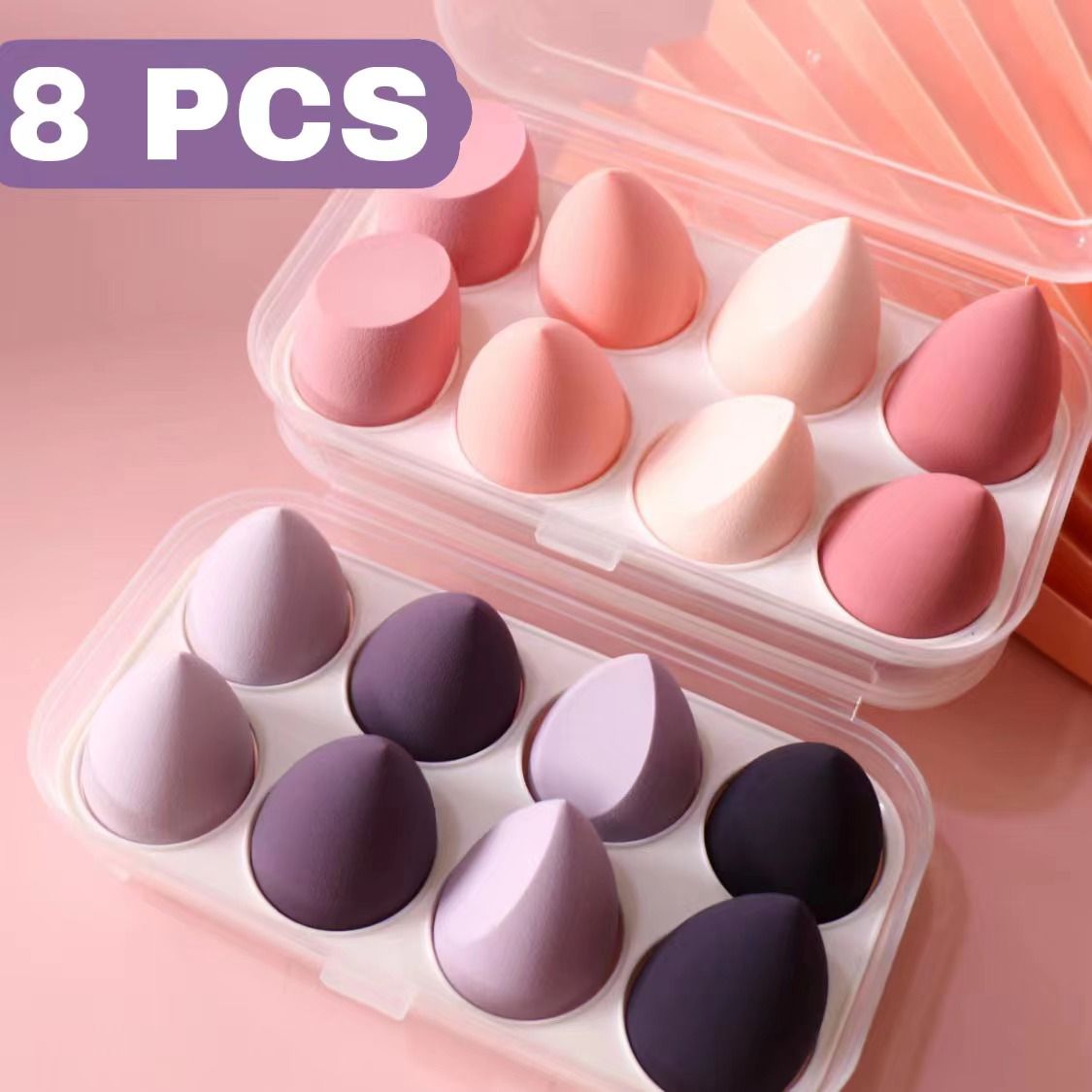 8 PCS Makeup puff Sponge Cosmetics Powder Puff Foundation Wholesale Make-up for women Blender Makeup Tool Set Instruments Pink 8pcs/set