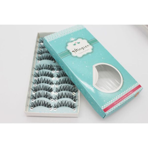 10 Pairs Natural Soft Imported Silk Protein Cross Long Messy Eye Lash Extension Cosmetic Tool False Eyelashes Black A box of