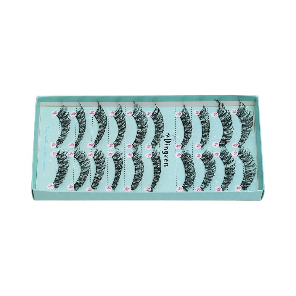 10 Pairs Natural Soft Imported Silk Protein Cross Long Messy Eye Lash Extension Cosmetic Tool False Eyelashes Black A box of