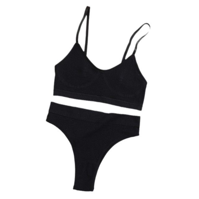 Spring and summer breathable women's sports yoga vest fitness integrated seamless thong bra set supports board processing