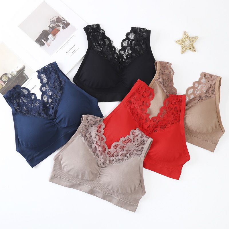 3*Sets Cross border hot selling 1931 seamless lace back, strapless sports yoga, anti glare, no steel ring bra vest, chest wrap