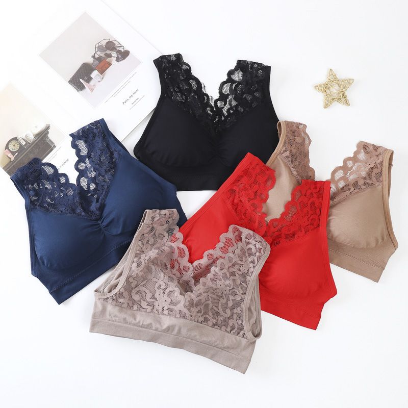 3*Sets Cross border hot selling 1931 seamless lace back, strapless sports yoga, anti glare, no steel ring bra vest, chest wrap
