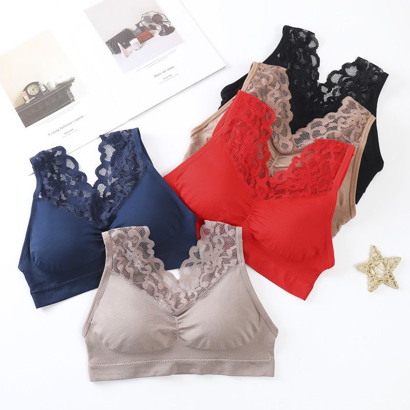 3*Sets Cross border hot selling 1931 seamless lace back, strapless sports yoga, anti glare, no steel ring bra vest, chest wrap