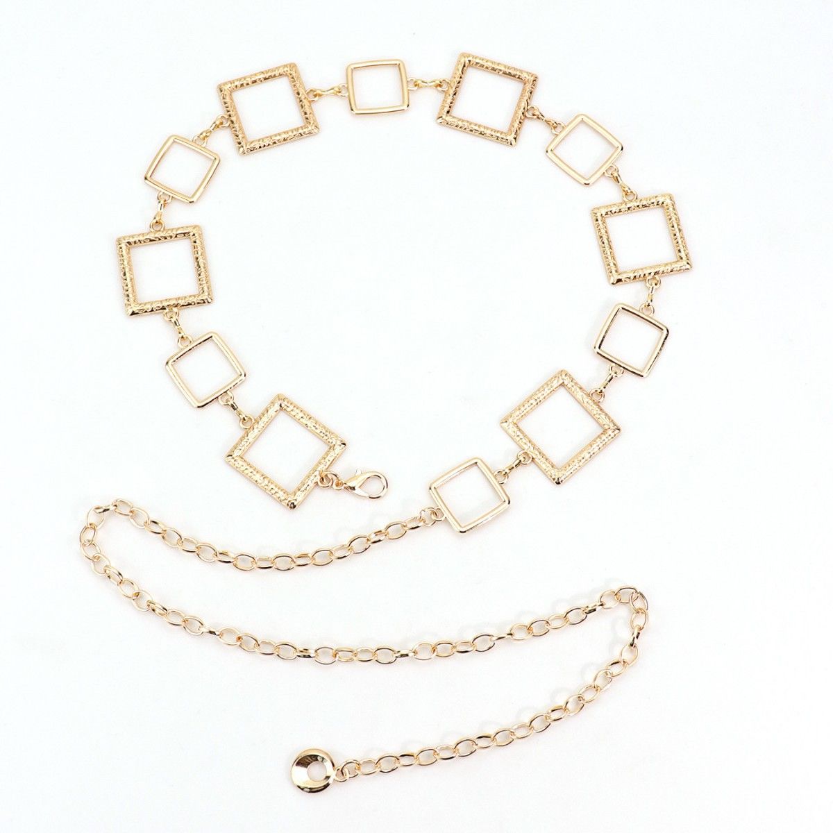Golden square waist chain, women's Instagram style fashion accessories, dress, shirt, suit, belt decoration, waist cinching