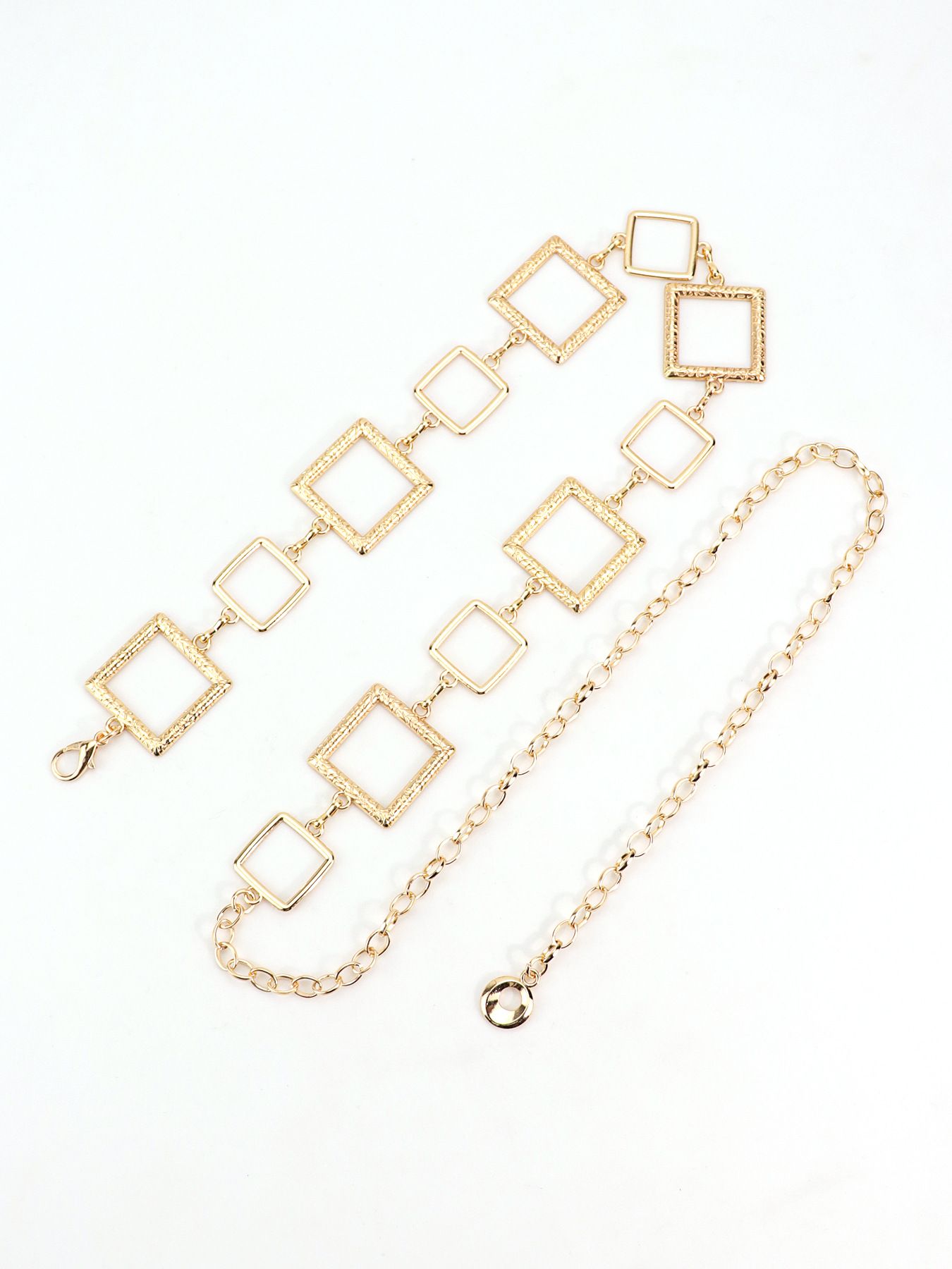 Golden square waist chain, women's Instagram style fashion accessories, dress, shirt, suit, belt decoration, waist cinching