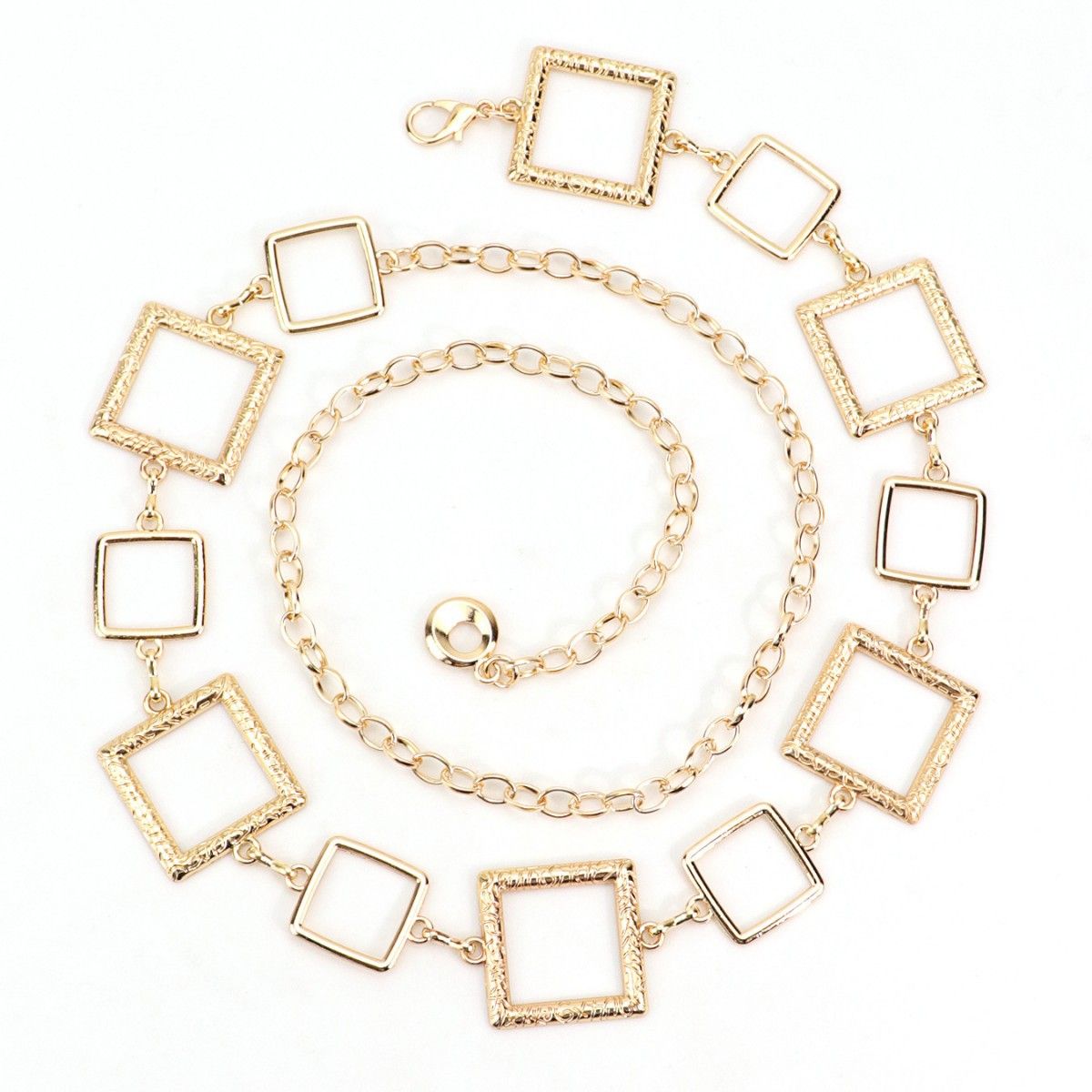 Golden square waist chain, women's Instagram style fashion accessories, dress, shirt, suit, belt decoration, waist cinching