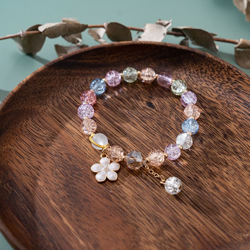 4*Sets Fashion Firecracker Crystal Flower Bracelet China-Chic Moonlight Stone Tassel Colorful Flower Hand String Scenic Spot Hot Selling Jewelry Gift