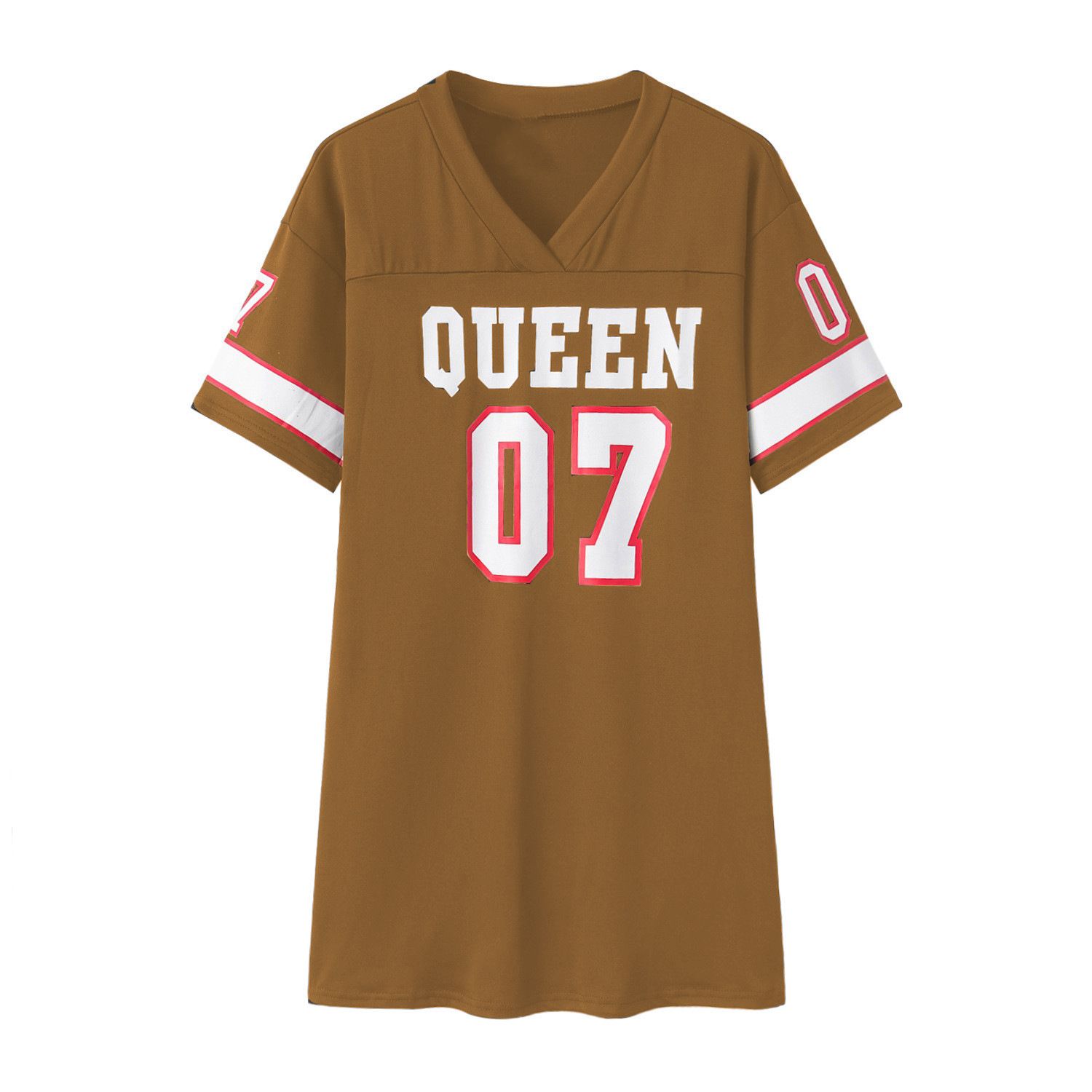 Cross border new European and American women's dress casual hip-hop 07 letter print spring/summer short sleeved T-shirt dress for women