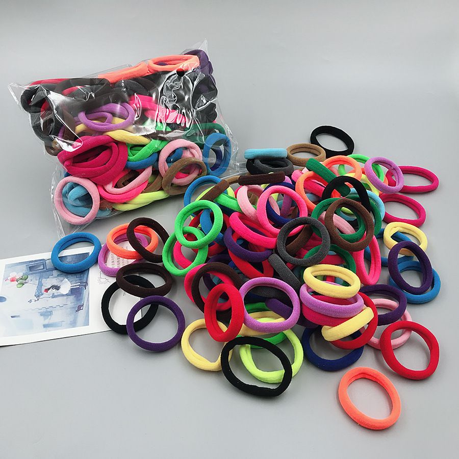 Colorful 100 piece towel loop hair accessory with high elasticity and seamless hair tie rope, Korean version candy colored rubber band