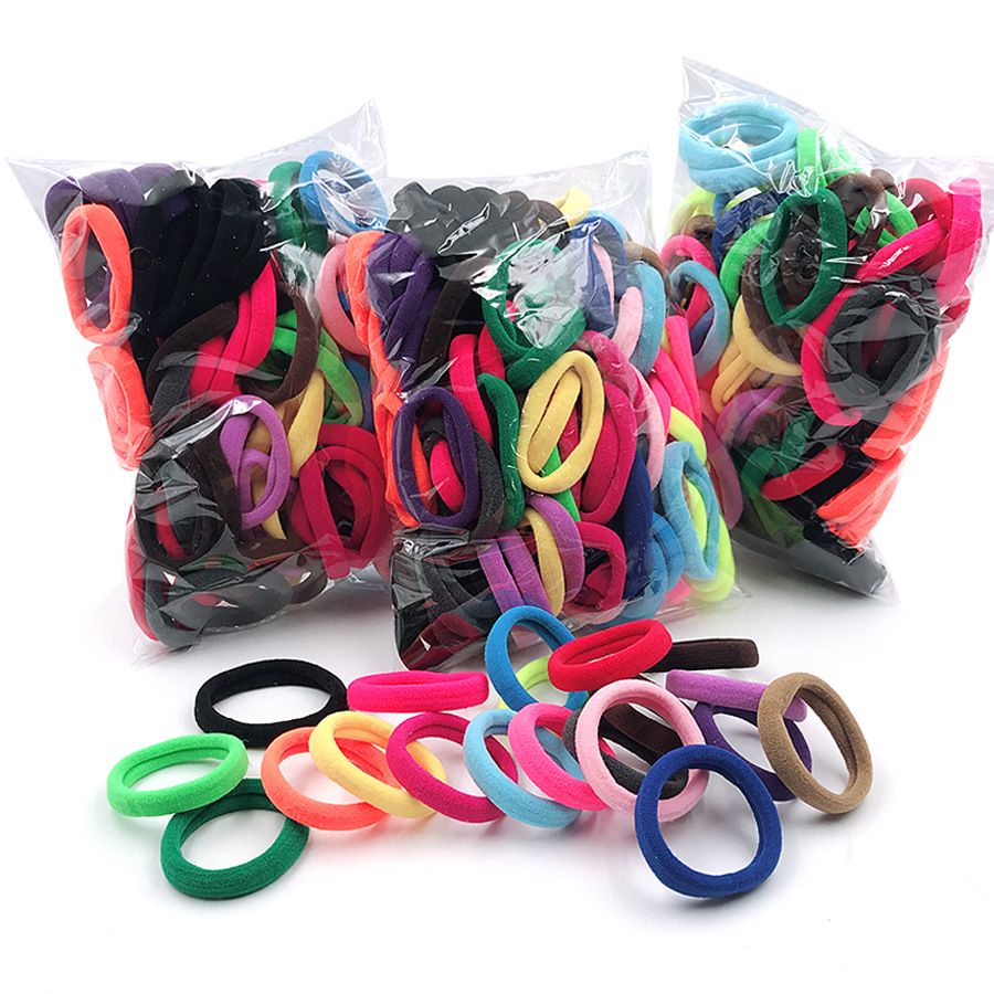 Colorful 100 piece towel loop hair accessory with high elasticity and seamless hair tie rope, Korean version candy colored rubber band