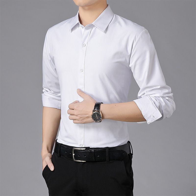 Summer casual short sleeved shirt men's half sleeved solid color business workwear shirt professional formal blue men's clothing inch clothes