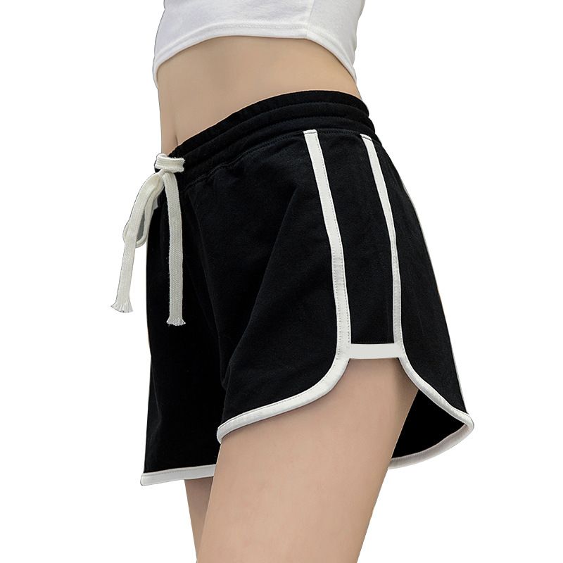 2*Sets Sports shorts for women's summer casual loose straight leg pants for wearing outside, high waist slimming and anti glare three part yoga style hot pants