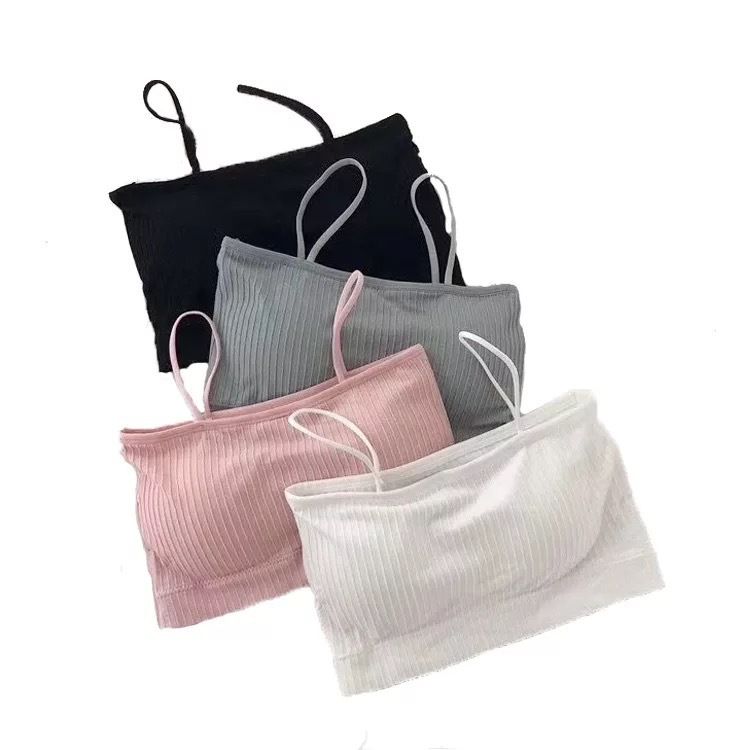 2*Sets Cross border manufacturer camisole, tank top, thread wrapped chest, strapless bra with chest cushion, girls' beautiful back sports bra, women's summer