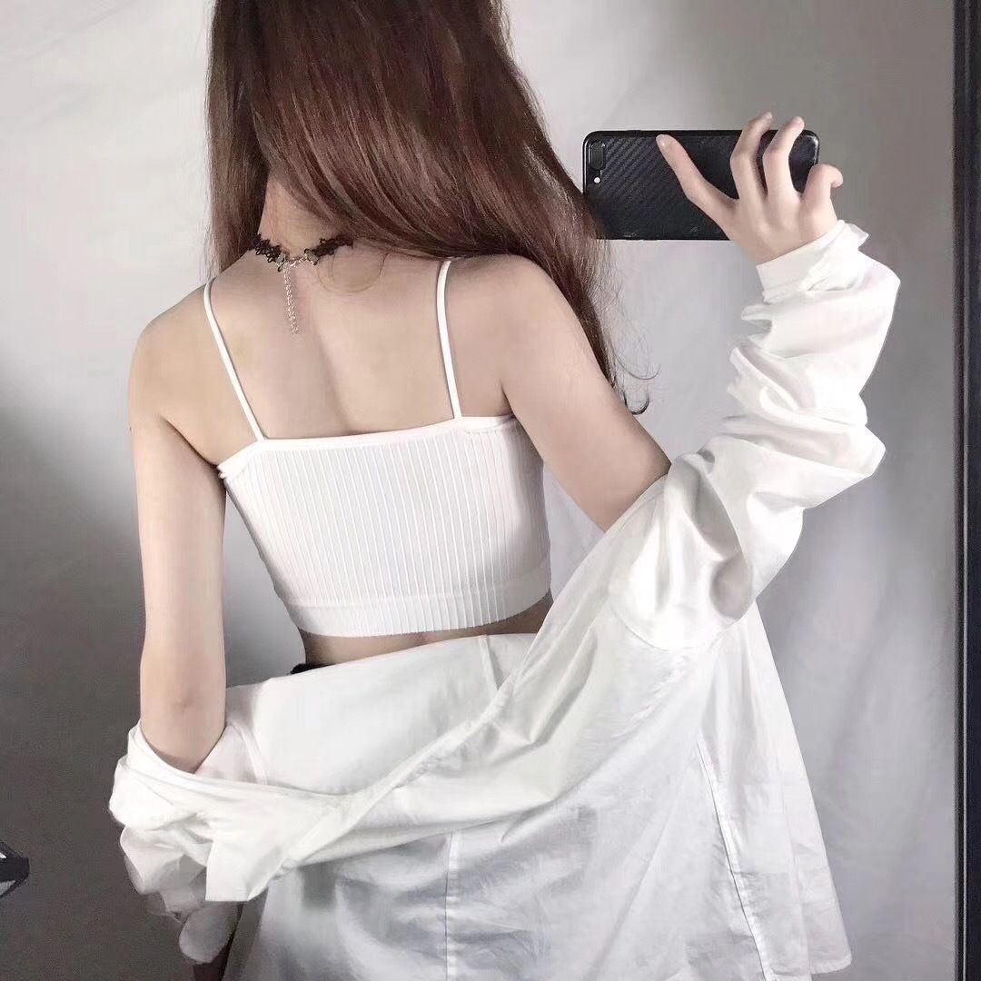 2*Sets Cross border manufacturer camisole, tank top, thread wrapped chest, strapless bra with chest cushion, girls' beautiful back sports bra, women's summer