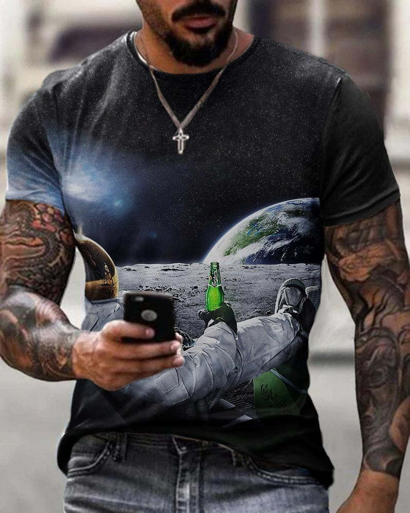 European and American cross-border men's T-shirt foreign trade exclusively for men's personalized 3D T-shirt digital printing round neck short sleeved manufacturer wholesale