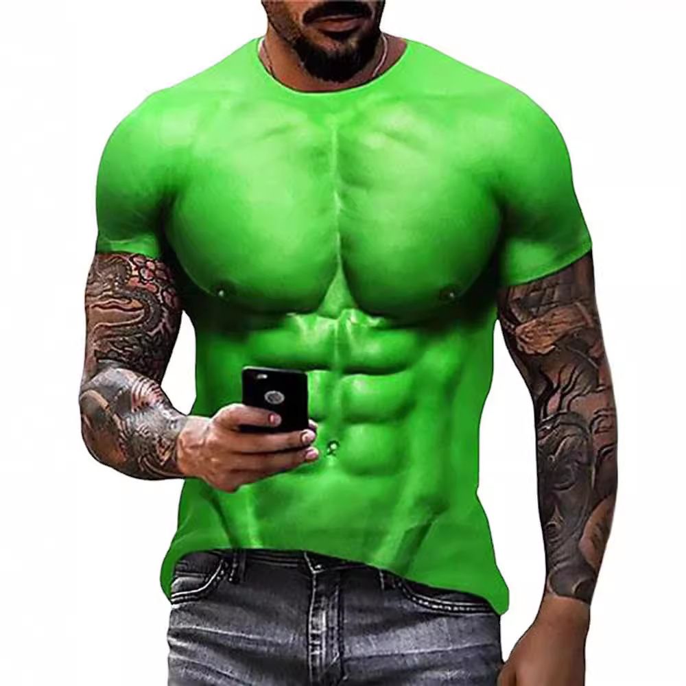 European and American cross-border men's T-shirt foreign trade exclusively for men's personalized 3D T-shirt digital printing round neck short sleeved manufacturer wholesale