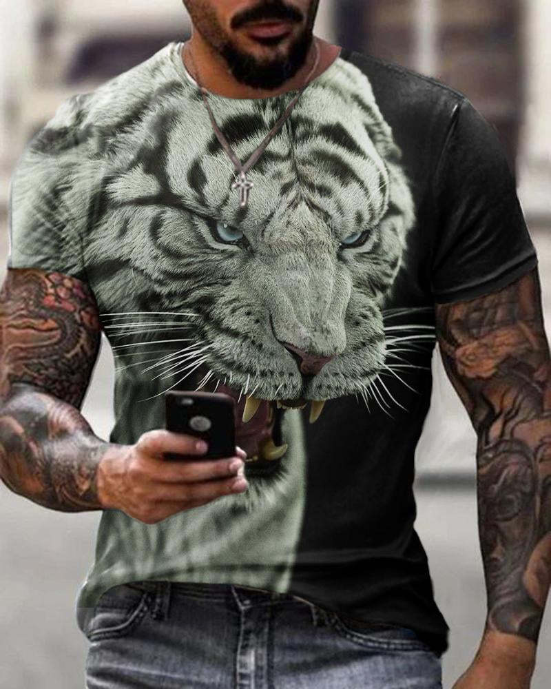 European and American cross-border men's T-shirt foreign trade exclusively for men's personalized 3D T-shirt digital printing round neck short sleeved manufacturer wholesale