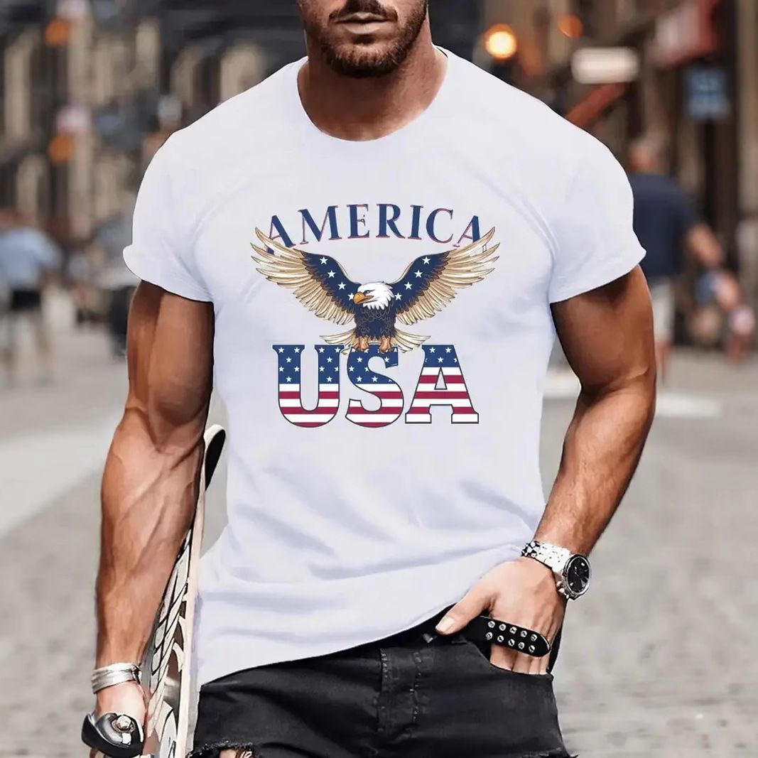 European and American Spring and Autumn Temu Amazon Independent Station, AliExpress Cross border Foreign Trade New Men's T-shirt Wholesale