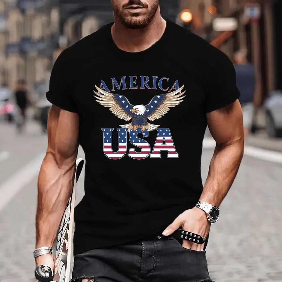 European and American Spring and Autumn Temu Amazon Independent Station, AliExpress Cross border Foreign Trade New Men's T-shirt Wholesale